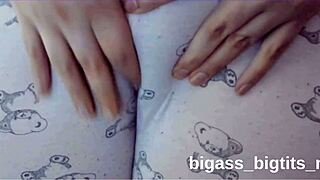 curvy latina rubs pussy in pajamas