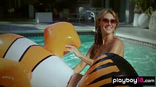 Redhead Milf Poses Naked Outdoor By Pool