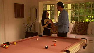 Gentlemen start pool game toward butthole