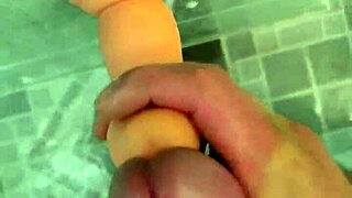 Rubbing huge cock against yours closely