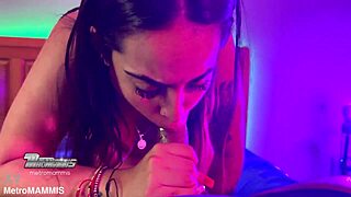 brazilian babe tries to deepthroat a big cock
