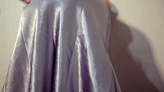 Sexy Girl In Satin Dress Gets Wet