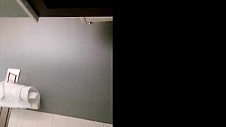 pretty girl licks wet pussy lips in bathroom