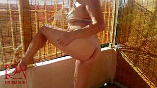 hot summer outdoor shower tease on terrace 129