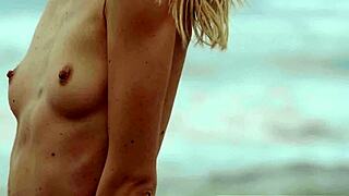 Skinny Italian Milf Strips On Beach