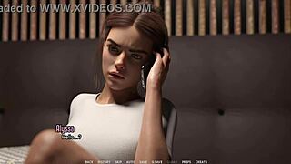 Blonde teen plays hentai game with monster scenes
