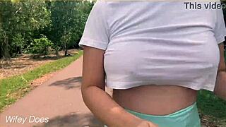 wifey flashes tits in public