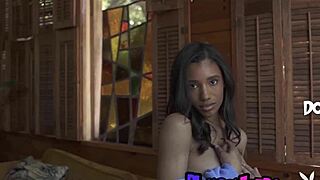 smoking hot ebony babe reveals massive tits