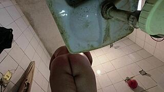 Pervert enters bathroom while changing uniform