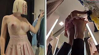 Hidden camera spies juicy pussy in public fitting room