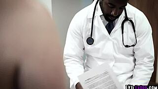 Ebony doctor examines teen patient