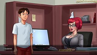 busty secretary gets fucked on desk in game