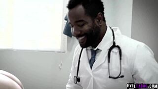 Ebony doctor examines teen patient