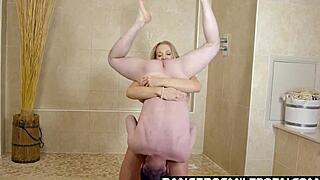 Milf Teaches Lesson In Shower With Rough Handjob Play