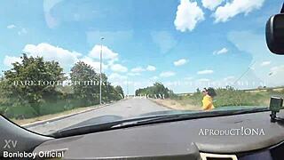 Barefoot Hitchhiker Fists And Squirts In Car