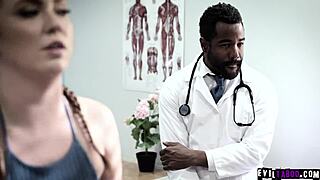 Ebony doctor examines teen patient