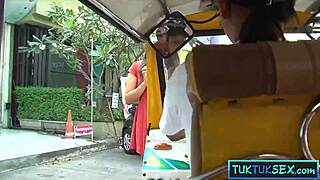 Cute thai milf picked up in a tuk tuk taxi to enjoy dirty sex