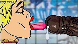 Cartoon wife tastes big black cock while cheating