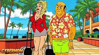 Cartoon wife tastes big black cock while cheating